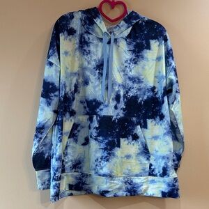 Blue and Yellow Tie-Dye Hoodie